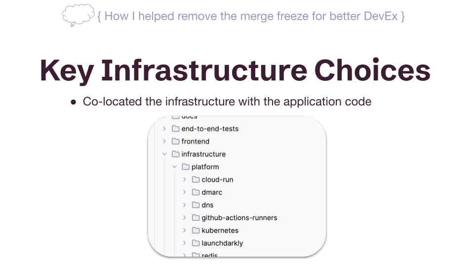 Co-locating the infrastructure with the application code