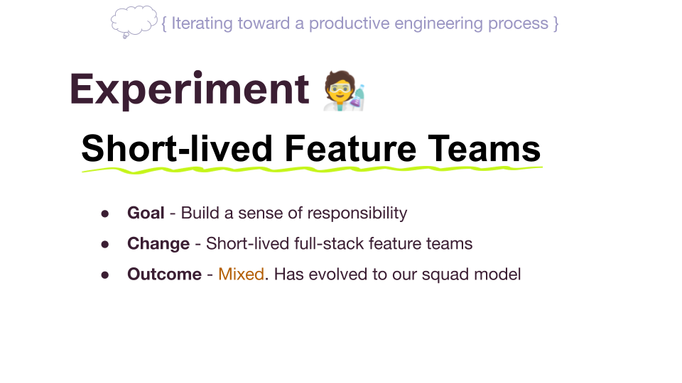 Experiment: Short-lived Feature Teams